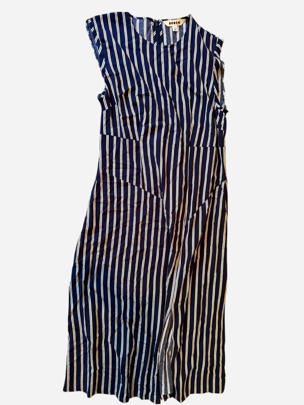 Boden Navy and White Striped Sleeveless Dress